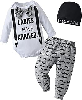 Newborn Infant Baby Boy Clothes Long Sleeve Romper + Pants + Hat 3PCS Outfits Set
