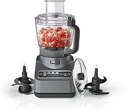 Auto-iQ presets chop, slice, puree & mix dough. 9-cup bowl, 3 blades, feed chute & pusher. Dishwasher-safe parts.