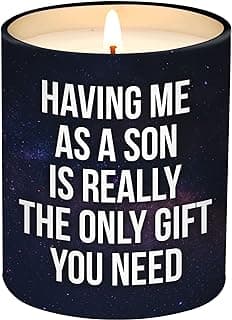 Mothers Day Gifts for Mom from Son - Birthday Gifts for Mom from Son - Moms Birthday Gift Ideas from Son - Mother Gift, Funny Mother Candle, 10 Oz Jar Lemongrass Scent Soy Wax Candle