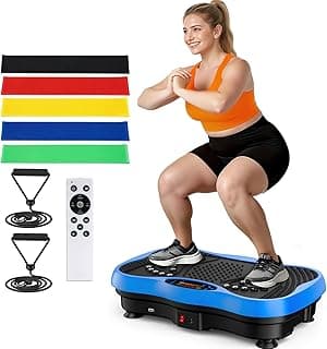 130 Levels Bluetooth Shake Plate with Resistance Band, 450 Lbs Capacity Weight Loss Vibrating Board Home Gym for Women Men
