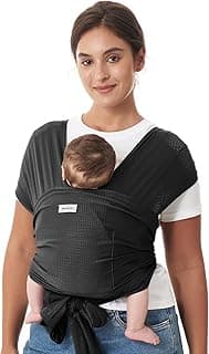 Momcozy Baby Carrier AirMesh - The Perfect Summer Water Sling for Newborns to Toddler 8-35 lbs - Cooling, Breathable and Lightweight Baby Wrap, Nice for Summer, Pool, Beach, Swimming, Black