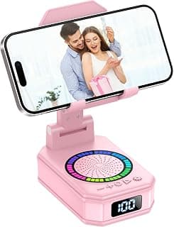 Gifts for Women, Phone Stand with Wireless Bluetooth Speaker and Anti-Slip Base, Gadgets for Anniversary Idea Gift, Phone Charger Stand with LED Lights, Kitchen Gadget Compatible with IOS Android