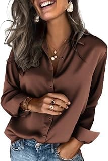 Satin Blouses for Women Silk Button Down Shirts Long Sleeve Business Casual Tops