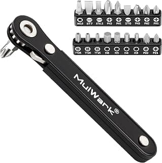 MULWARK 20pcs Small Screwdriver Set, 1/4" Right Angle Screwdriver Set, 90-Degree Offset Screwdriver for Tight Spaces, Auto Repair, Electronics, DIY Home Improvement EDC Tool Kit