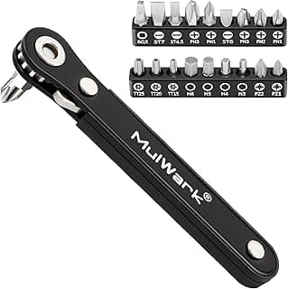 MULWARK 20pcs Small Screwdriver Set, 1/4" Right Angle Screwdriver Set, 90-Degree Offset Screwdriver for Tight Spaces, Auto Repair, Electronics, DIY Home Improvement EDC Tool Kit