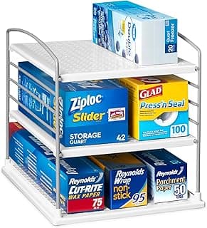 YouCopia UpSpace Adjustable Box Organizer for Foil Wrap and Kitchen Cabinet Storage, Original, White