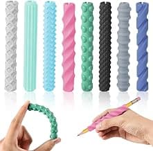 8-Pack Textured Silicone Pencil Grips–Sensory Fidget Sleeves for Kids& Adults,ADHD &Autism Anxiety Relief,Quiet Classroom&Travel Fidget Tool for Focus, Fidget Gifts Back-to-School Essentials