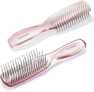 MR.GREEN Hair Brush Crystal Scalp Massage Combs Volumizing Hair Styling Fine Tooth Detangling Tool For Long Wet Dry Hair Women Gift (Pink, Small)