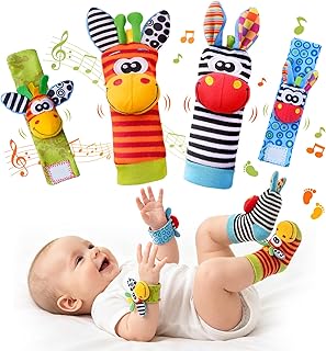 Baby Toys 0-6 Months, Infant Rattle Socks, Wrist Hand & Foot Finder Socks Set,Soft Newborn Sensory Toys,Infant rattles for Babies 0 3 6 Months,Girl Boy Shower Gifts 6-12 Months