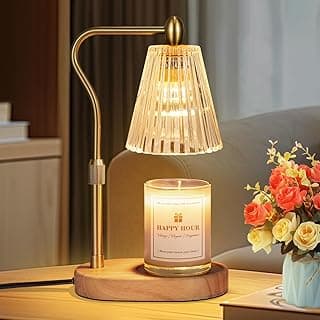 Imenlox Candle Warmer Lamp, with Timer and Dimmer, Adjustable Height, Mother' s Day Gifts for Mom, Birthday Gifts for Women, House Warming Gifts Room Decor, Wax Warmer for Jar Candles(Amber)