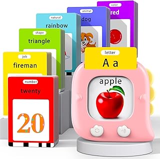 Kidzdo 520 ABCs Sight Word Talking Flash Cards for Toddlers, Easter/Birthday Gifts for 2 3 4 5 6 Year Old Girls, Early Educational Toys, Pocket Speech Learning Toys for Autistic Kids Ages 2-6, Pink