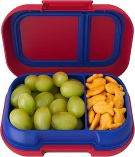 Bentgo Kids Snack Leak-Proof 2 Compartment Bento-Style Container | For Snacks & Small Meals, Easy-Open Latch, Dishwasher Safe, BPA-Free for School, Daycare, & Sports, Ages 3+ (Red/Royal)
