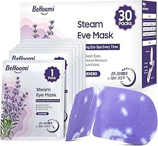 BeHoomi 30Packs Steam Eye Mask, Heated Eye Mask Warm Compress for Eyes, Self Heating Warm Eye Masks Disposable Steam Mask for Home Sleep, Spa, Travel Essentials & Relaxation Gifts (Lavender)
