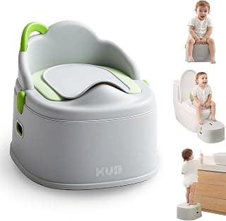 KÜB 3-in-1 Potty Training Toilet (Chair, Seat, Step Stool) - 9 CM Splash Guard, One-Click Assembly, Easy to Clean - Versatile Toddler Potty Trainer for Boy Girl - Grey