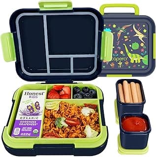 Ideal Portion Size for Ages 4-8, With Handle & 2 Snack Containers, Leakproof, Dishwasher & Microwave Safe, BPA-Free(Dinosaur)
