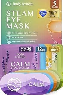 Body Restore Heated Eye Mask for Dry Eyes 5 Pack – Fathers Day Gift for Dad, Birthday Gifts for Women and Men, Self Heating Warm Compress, Relaxation – Variety
