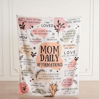 New Mom Gift Blanket 50x60 Inch – Soft Cozy Throw with Inspirational Words, Postpartum Gifts for New Mothers, Mother’s Day Birthday