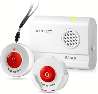 Caregiver Pager with 2 Wireless Call Buttons for Home Care | Portable battery-powered caregiver pager delivers reliable alerts when help is needed at home