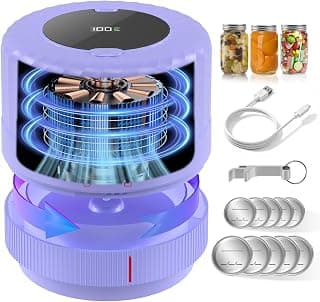 Mason Jar Vacuum Sealer, VP06+ Electric Vacuum Sealer for Jars | Cordless Handheld Jar Vaccum Sealer with Wide and Regular Mouth Mason Lids,Ideal Present for Mom,Wife Purple