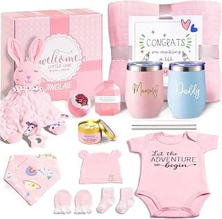 New Mom Gift Basket – First Time Mom Care Package, New Parents Gifts for Couples with Baby Clothes & Tumblers, Pregnancy Gifts for Expecting Mom, Gender Reveal Presents for Parents to Be