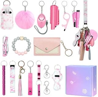 Bracelet Keychains for Womens, Wristlet Keychains Accessories with Card Holder, Whistle, Wristlet Strap