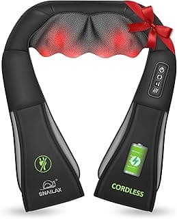 Snailax Cordless Shiatsu Neck and Shoulder Massager with Heat | 8 Kneading Nodes, 2 Intensities, 70-80 Min Cordless Use, Rechargeable, FSA Eligible Neck, Back & Shoulders, Timer, Gift