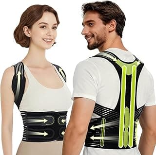 Posture Corrector for Women & Men, Breathable Full Back Brace Support for Hunchback, Adjustable Invisible Shoulder Straightener for Upper & Lower Back Pain Relief, Daily Wear for Office & Home