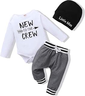 Perfect Gift Idea: Newborn Infant Baby Boy Clothes Fall Winter Outfits New to The Crew Outfit Toddler Baby Boy Clothes Set