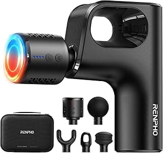 RENPHO Active Mini Thermacool Massage Gun with Heat and Cold, Thumb Loop | Portable Deep Tissue Back Massager with Loop Design for Easy Use, Carry Case, FSA Eligible HSA, Gift for Officers, Gym Lovers