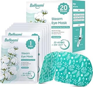 BeHoomi 20 Packs Steam Eye Mask, Heated Eye Mask Warm Compress for Eyes, Disposable Self Heating Steam Mask for Home, Sleep, Spa, Travel Essentials & Relaxation Gifts for Women (Unscented)
