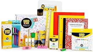 Back to School Supply Box Grades K-5 - School Supply Boxes - 32 Piece School Supplies Kit Includes Markers, Crayons, Pencils, Scissors, Folders, Glue Sticks, Notebook, and Composition Book