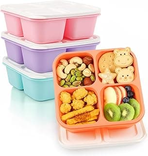 Bento Box Adult Lunch Box- 4 Pack,4 Compartment Snack Containers Reusable Meal Prep Stackable BPA-Free Lunch Containers for Home, Work, Travel (4 Color)