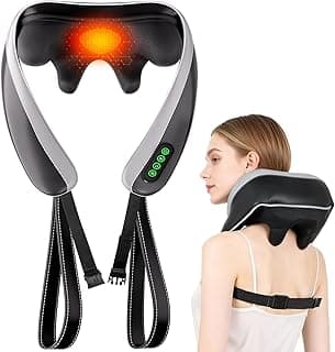 6D Neck Massager for Pain Relief Deep Tissue, Kneading Shiatsu Neck and Shoulder Massager with Heat,Cordless Massager for Back and Shoulder Pain, for Women Men Home Office Christmas
