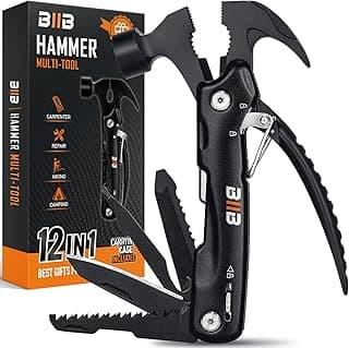 BIIB Gifts for Men, 12 in 1 Hammer Multitool, Stocking Stuffers for Men | Anniversary Birthday Gifts for Mens, Camping Essentials Survival Tool, Mens Gift for Him Dad Husband, Dad Gift for Christmas