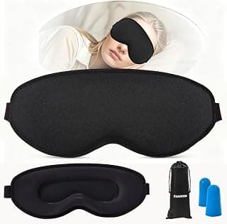 3D Contoured Sleeping Mask,Breathable Adjustable Eye Cover Blindfold for Lash Extensions,Travel Nap Night Shift,Black