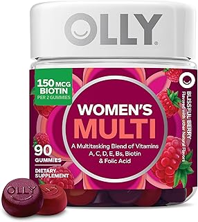 OLLY Women's Multivitamin Gummy, Women's Overall Wellness,* Vitamins A, C, D, E, Biotin, Folic Acid, Adult Chewable Supplement, Berry Flavored, 45 Day Supply - 90 Count