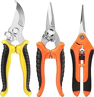 EWPJDK 3 Pack Garden Pruning Shears Scissors Clippers Stainless Steel | Gardening Shears, Gardening Shears, Pruning Snips for Gardening Tools, Securely Lock, Non-Slip, Ergonomically Designed