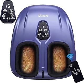 Shiatsu Foot Massager with Heat and Remote Control for Plantar Fasciitis | Deep Kneading, 4 Modes 5 Levels, Auto Shut-Off, Fits to Size 13, Gifts for Women Men Mom Dad(Purple)