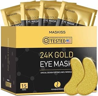 Maskiss 24K Gold Under Eye Patches (15 Pairs), Eye Mask, Collagen Skin Care Products, Eye Patches for Puffy Eyes, Eye Masks for Dark Circles and Puffiness