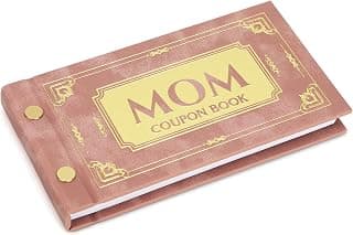 JULEASEL Retro Leather Coupon Book for Mom, 30 Blank Gold Foil Coupons | DIY Coupons for Mom, Stepmother & Bonus Mom, Unique Personalized Mum Gift for Mothers Day, Birthdays, Christmas and Holidays