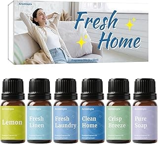 Diffuser Fragrance Oils, Aromtopia Essential Oils for Diffusers for Home, 6x10ml Fresh Home Set, Clean Scents for Candle Soap Making, Dryer Ball, Fresh Linen, Crisp Breeze, Fresh Laundry, Lemon