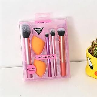 6pcs Beauty Sponge and Cosmetic Makeup Tool Set - 2 Sponges and 4 Brushes Gift Packaging