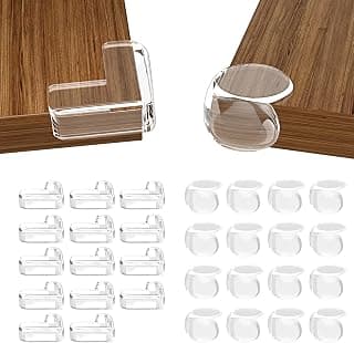 30 Pack Clear Baby Corner Protectors, L-Shaped & Spherical Furniture Edge Guards for Baby Proofing Soft PVC Table Corner Covers for Safety on Tables, Cabinets, Shelves – Childproof Bumpers for Home
