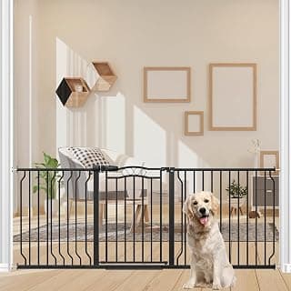 67.3-81.1" Extra Wide Baby Gate for Stairs No Drilling, 30" Tall Auto Close Press Mounted Baby Gate for Doorways, Adjustable Width Walk Through Long Gates for Kids or Pets, Black