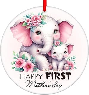 WaaHome First Mothers Day Ornament Gifts for New Mom - Flower Happy 1st for First Time, Expecting, New, or Pregnant Moms from Daughter Son Baby
