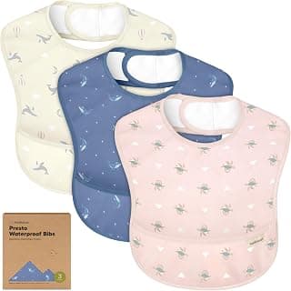 KeaBabies 3-Pack Waterproof Baby Bibs for Eating, Lightweight (Marine Muse) | Toddler Feeding Bibs with Large Food Catcher, Mess Proof, Food-Grade, Baby Eating Essentials, Easy to Put On & Clean
