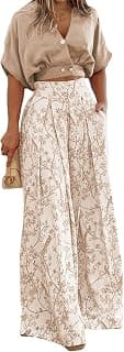 2 Piece Sets for Women Summer Outfits Fashion Casual Short Sleeve V Neck Tops Matching Print Wide Leg Pants Suit Set