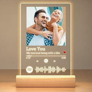 Bulaient Custom Spotify Plaque, Custom Acrylic Song Plaque Picture Frames, Personalized Photo Frame, Personalized Anniversary Birthday Gifts for Women Men Girlfriend Boyfriend Her Him Couple