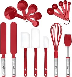 Silicone Spatula Set, 17 Piece Baking Utensils, Nylon and Stainless Steel, Non Stick and Heat Resistant Bakeware set New Baker's Gadget Tools Collection