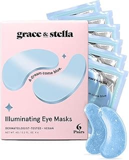 grace & stella Award Winning Under Eye Mask Reduce Dark Circles, Puffy Eyes, Undereye Bags, Wrinkles, Gel Under Eye Patches, Small Gifts for Women, Gifts Under 10 Dollars, Vegan (6 Pairs, Blue) | Reduce Dark Circles, Eyebags Wrinkles, Under Eye Mask, Small Gifts for Women, Gifts Under 10 Dollars, Vegan (6 Pairs, Blue)
